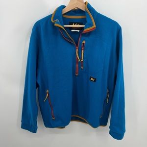 REI Blue Fleece Jacket with Red Accents